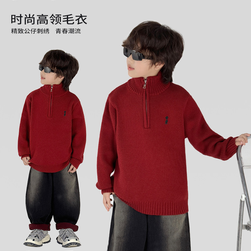 Trabalho médio roupas infantis meninos suéteres roupas de ano novo chinês roupas de inverno vermelho roupas de ano novo 