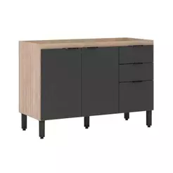 Gabinete p/Pia Cozinha Balcão Firenze 3 Portas e 2 Gaveta s/ Tampo 120cm Avena/Grafito - Demóbile