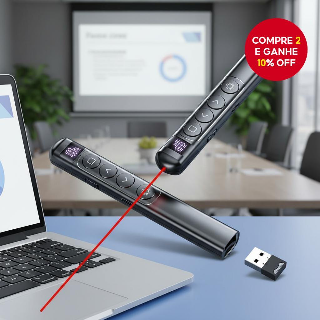 Caneta Laser Sem Fio de 100m para Apresentações, Compatível com USB Tipo C, MacB