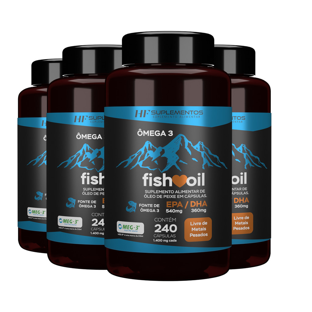 4X ÔMEGA 3 FISH OIL MEG 3 240CAPS HF SUPLEMENTOS