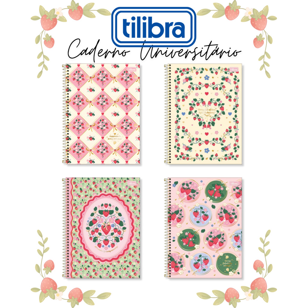 Caderno Universitário Capa Dura Be Berry 10 Matérias 160f - Tilibra em Oferta na Shopee