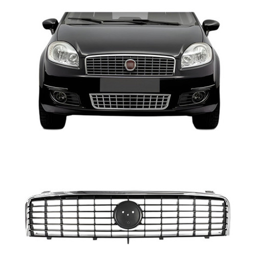 Tela Grade Radiador Parachoque Diateiro Fiat Linea Preta Com o Friso Cromado 2008 2009 20010 2011 2012 2013 2014