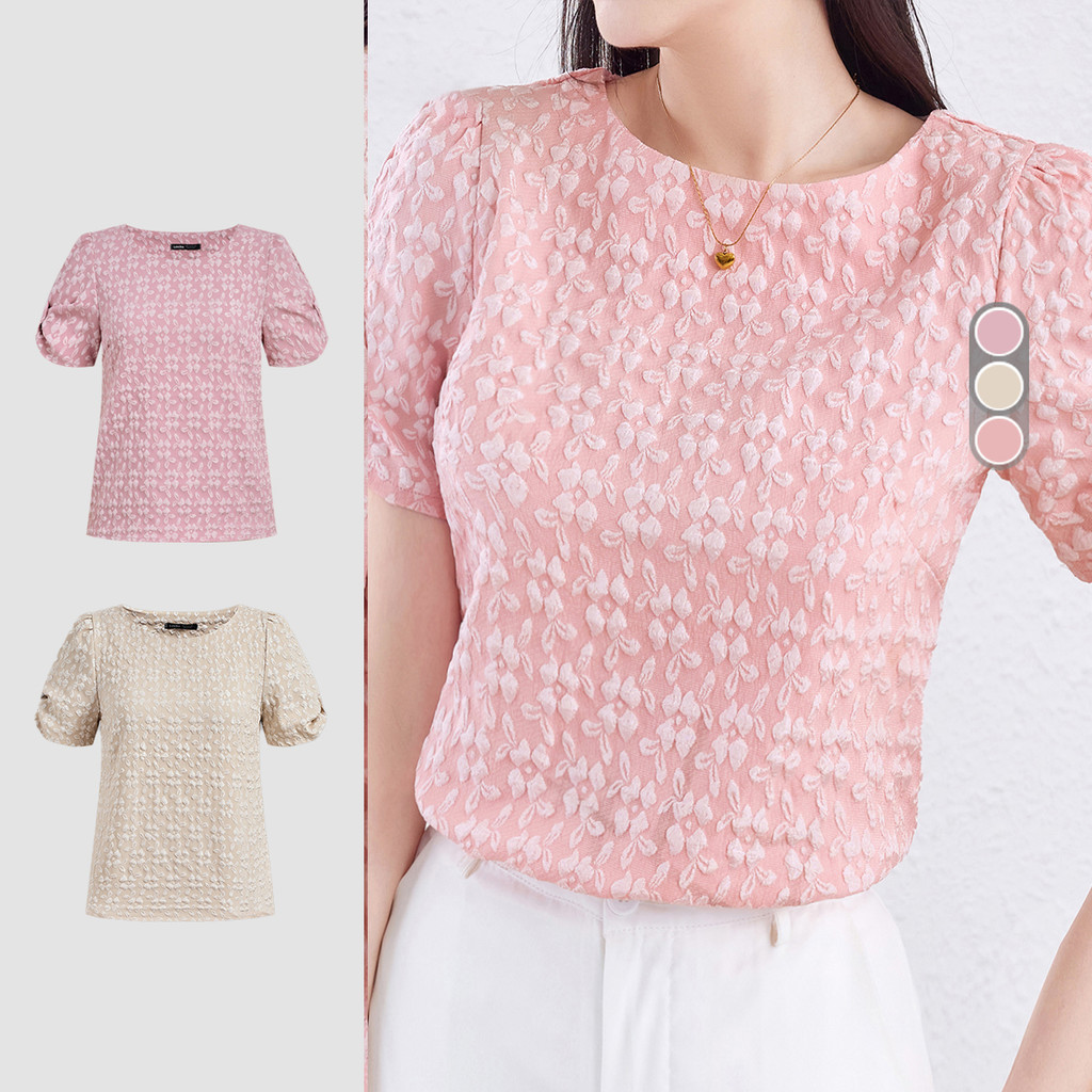 Lovito Blusa Elegante Com Laço Plissado Primavera/Verão Blusa Rosa Para Mulheres L138AD919 em Oferta na Shopee