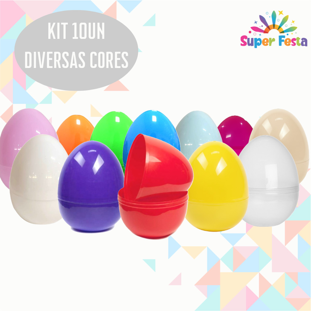 Ovo Surpresa Com Encaixe - Diversas Cores - 10 unidades - Festplastik