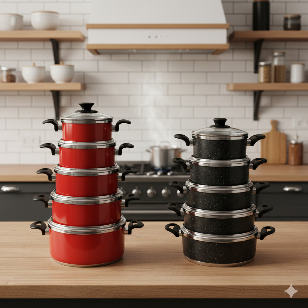 Jogo de Panelas 5 Peças Alumínio Tampa de Vidro - Resistência, Sofisticação e Máximo Desempenho na Sua Cozinha em Oferta na Shopee