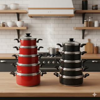 Jogo de Panelas 5 Peças Alumínio Tampa de Vidro - Resistência, Sofisticação e Máximo Desempenho na Sua Cozinha em Oferta na Shopee