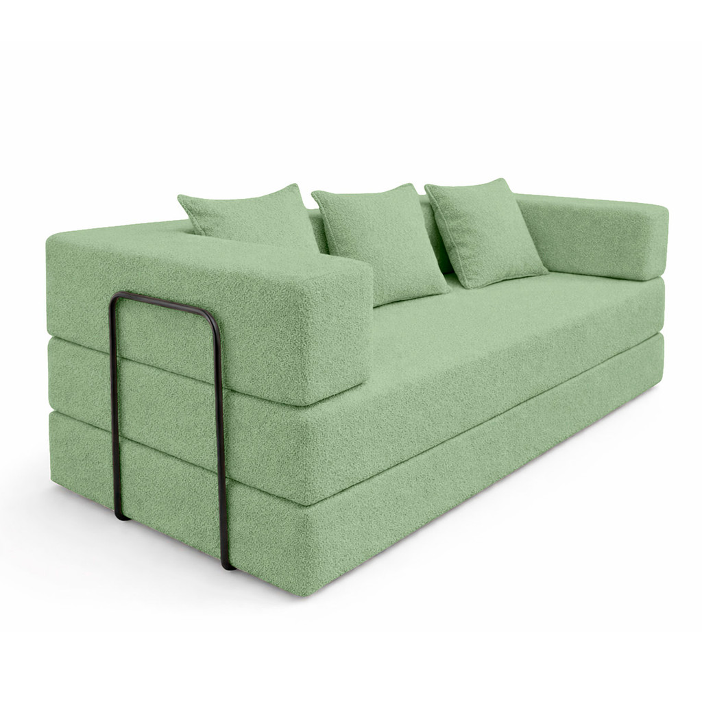 Sofa Cama 2 Lugares Virginia 185cm Boucle Sofa Na Caixa Verde Menta