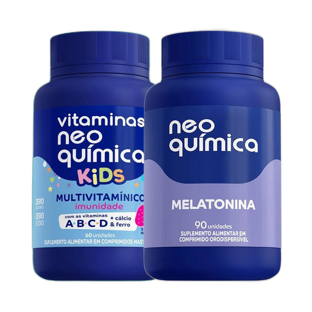 Kit Kids Morango 60 Cps + Melatonina 90 Cpr - NEO QUIMICA em Oferta na Shopee
