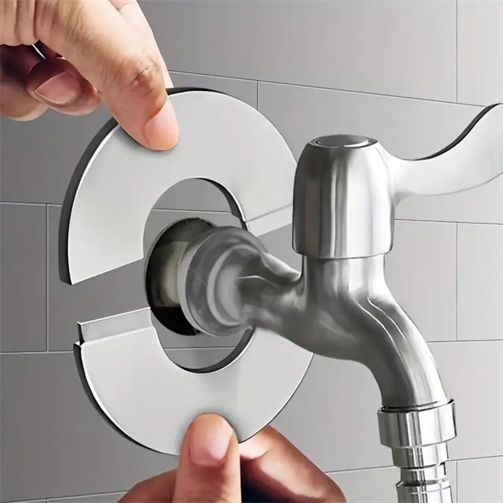 Tampa Decorativa Para Torneira Banheiro Cozinha Capa Acabamento Cromado Inox Autoadesiva Design Luxo