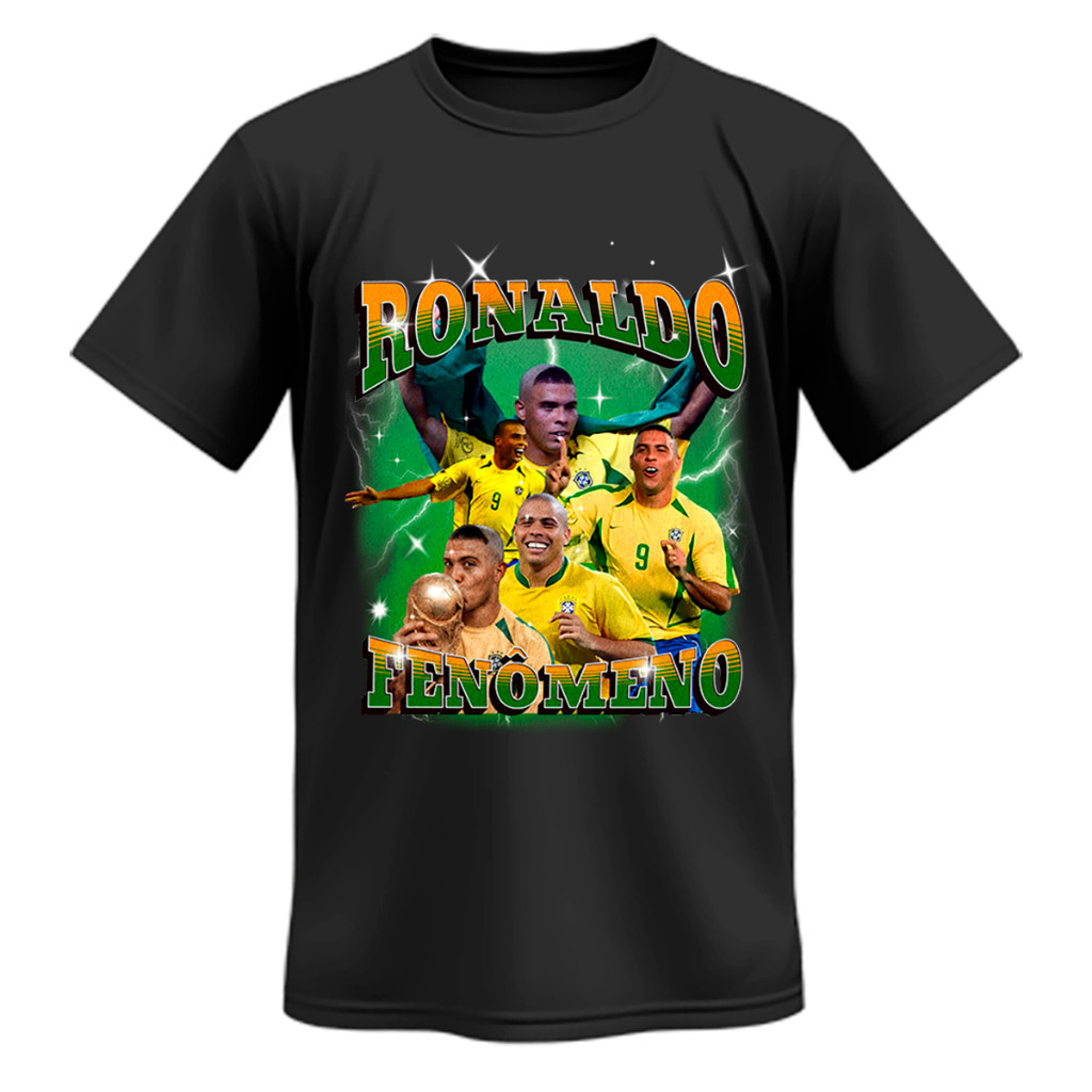 Camiseta Ronaldo Fenômeno Camisa 9 Seleção Futebol Brasileira Ícone Futebolista Algodão Versátil