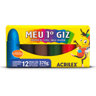 Giz de cera Meu Primeiro Giz 12 cores 09512 Acrilex em Oferta na Shopee