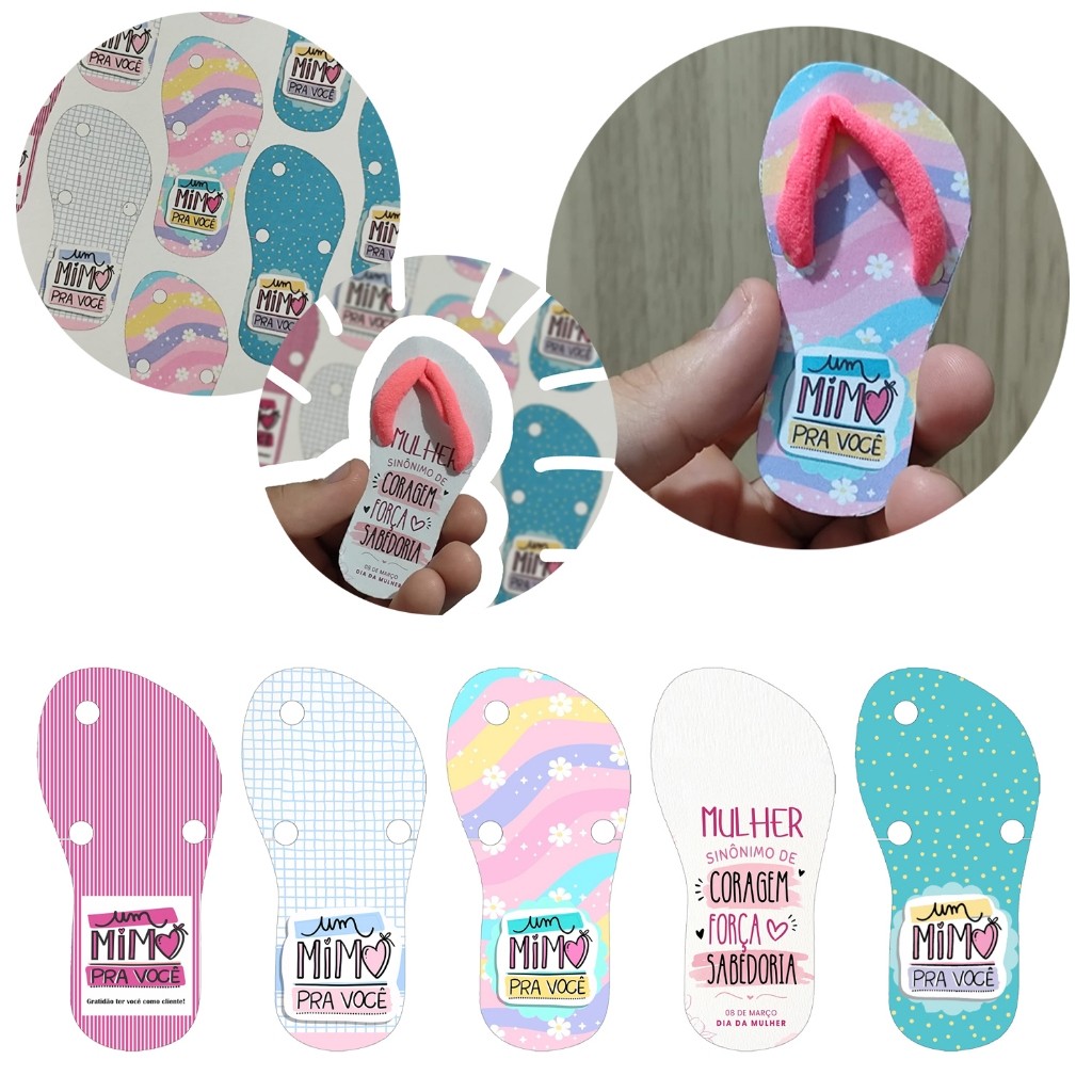 Kit 10 20 30 40 50 Unidades Tags Lembrancinhas Para Cliente Mimo Chinelo Chinelinho Xuxinha Cabelo Dia das Mães