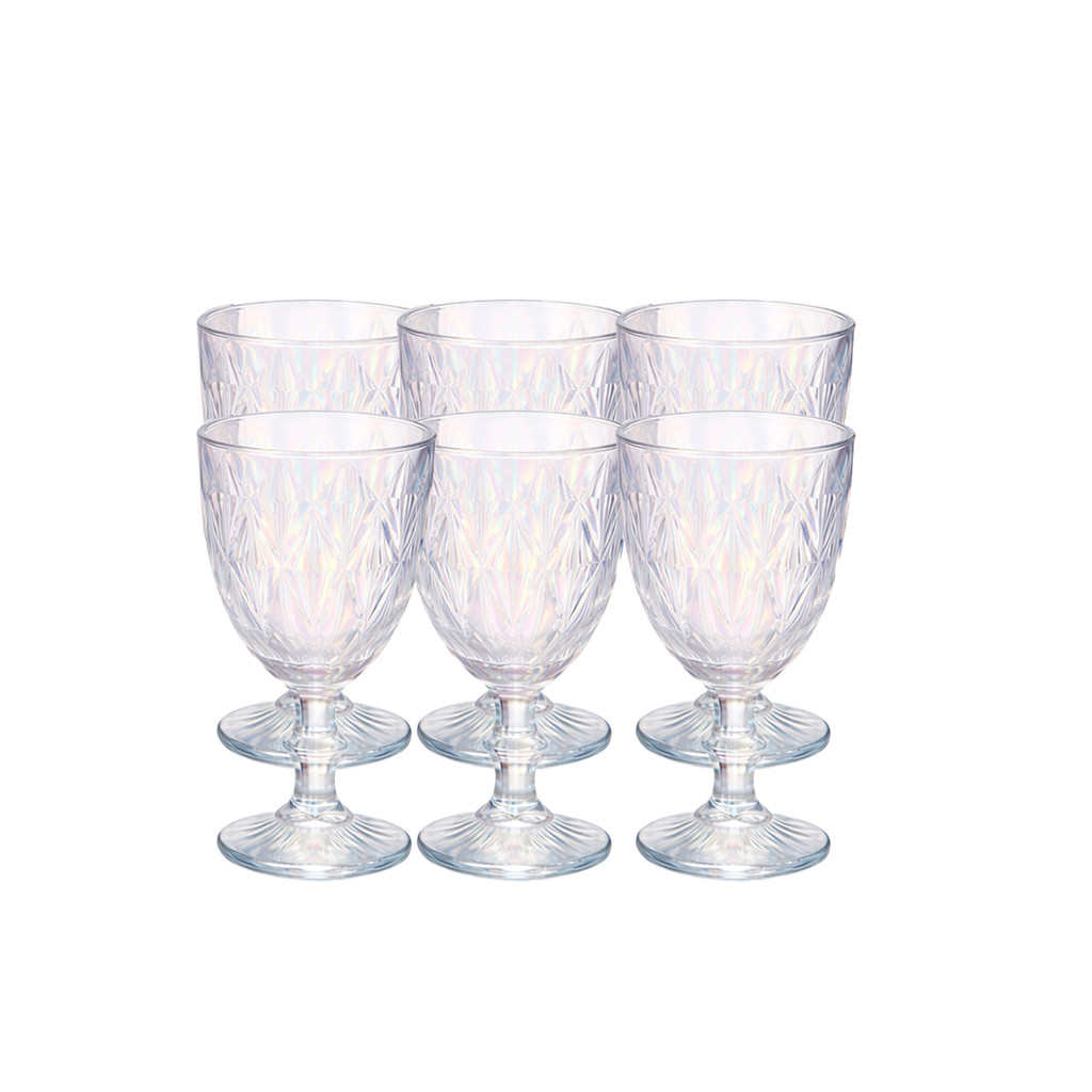 6 Taça Jantar Vidro Furta Cor Decorativa Água Suco Cozinha Mesa Festa Louça Copo Bebida Refrigerante