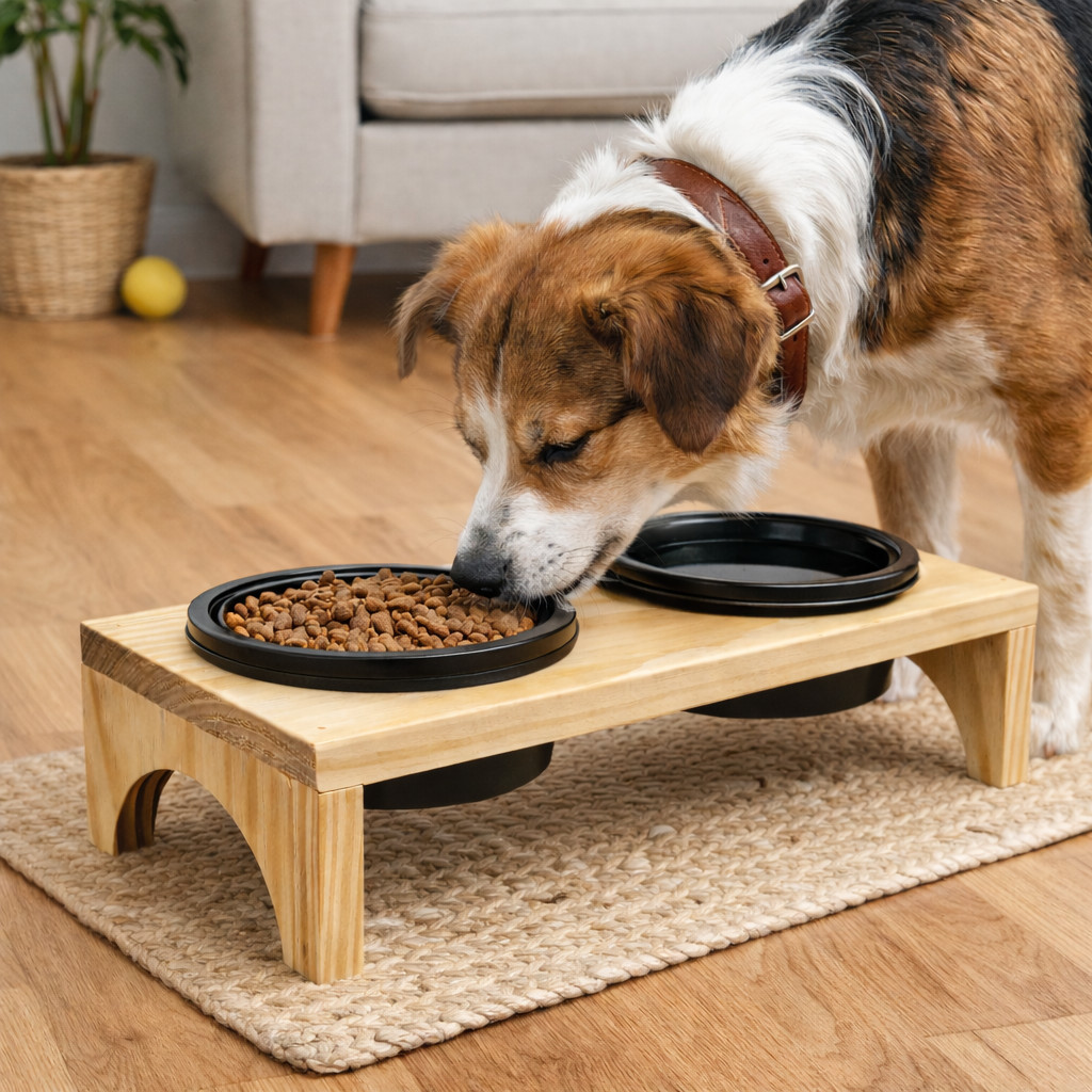 Comedouro Bebedouro Duplo Elevado Para Caes Cachorros E Gatos 400ML Tampas em Oferta na Shopee