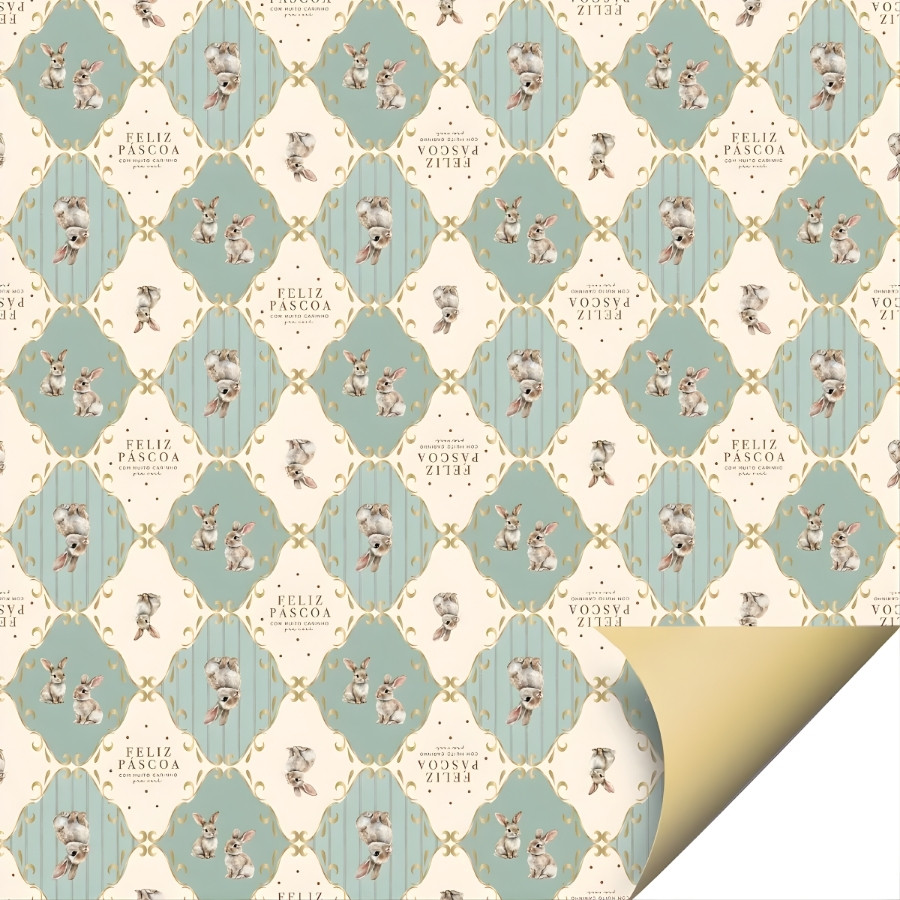 Folha para Ovos de Páscoa Double Face - Classique Bunny Verde - 69x89cm - 5 unidades - Cromus - Rizzo em Oferta na Shopee