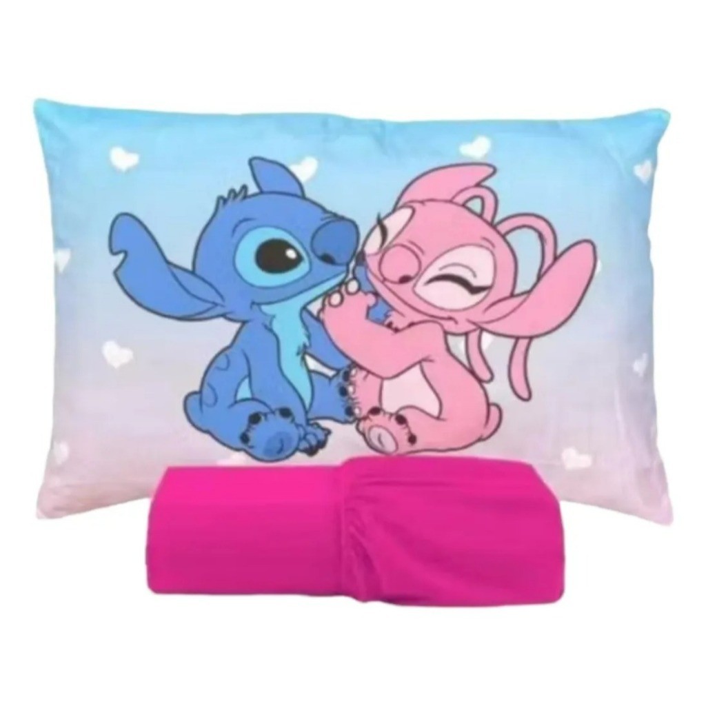 Jogo de Lençol Solteiro 2 peças Lençol Elástico Fronha Stitch Lilo