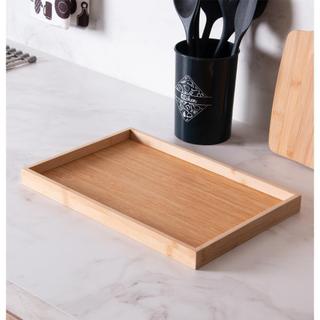 Bandeja Lyor Nature 28cm Bambu Natural para Café Lanche Servir Organizar Mesa Posta Decoração Cozinha Sala e Escritório