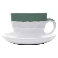 Conjunto 4 Xícaras de Chá com Pires Ombré 210ml Verde Cerâmica Wolff para Café Mesa Posta Servir Bebidas Quentes Dia Dia