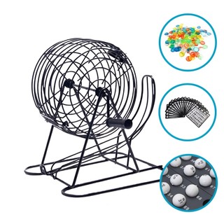 Jogo Bingo Loto Globo Metal e Tabuleiro Semi Profissional Sorteio Loteria Brinquedo Confraternização Diversão Familia 6+