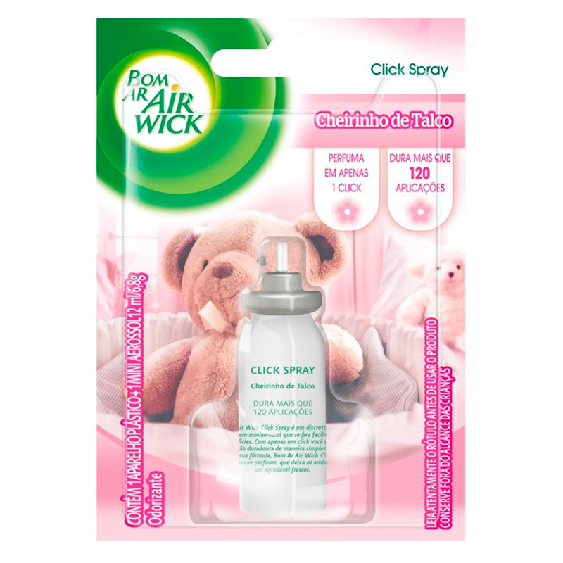 Bom Ar Air Wick Click Spray Talco refil 12ml Reckitt em Oferta na Shopee