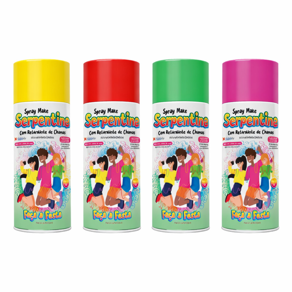 lança Serpentina lata 250ml Spray Espuma colorida teia carnaval festa decoração