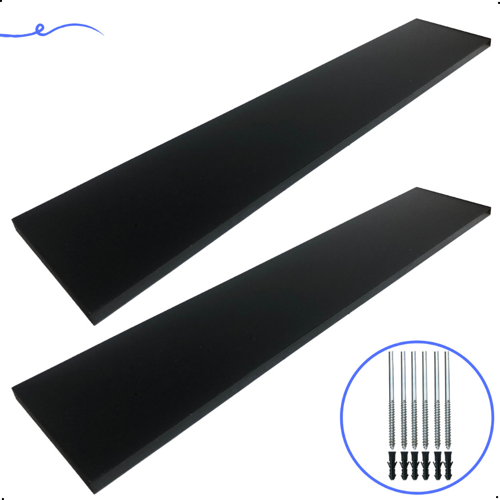 Kit 2 Prateleira Preta 80X15 + Suporte Flutuante Mdf  Organizadora Decoração Cozinha Banheiro Sala em Oferta na Shopee
