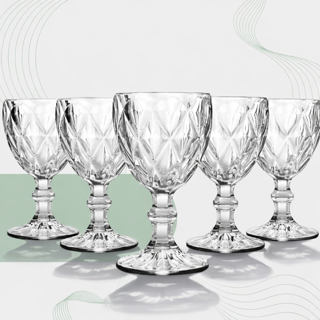 Jogo de Taças Diamond - Taça de Vidro Transparente Diamante Abacaxi Bico de Jaca em Oferta na Shopee