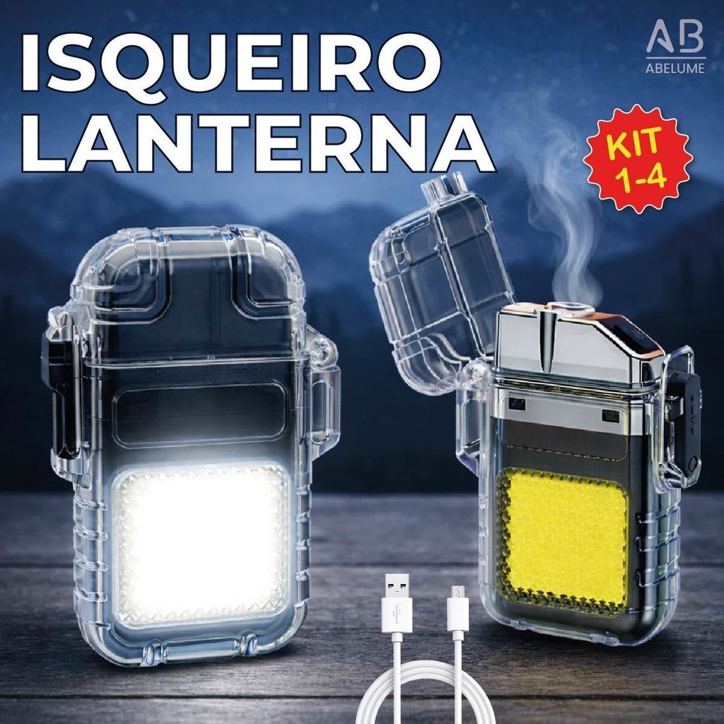 Isqueiro Elétrico Recarregável com Lanterna Led e Resistente à Água Carregamento Prático em Oferta na Shopee
