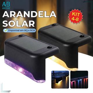Arandela Solar LED para Degrau Luz Quente ou RGB Luminária de Canto Piso