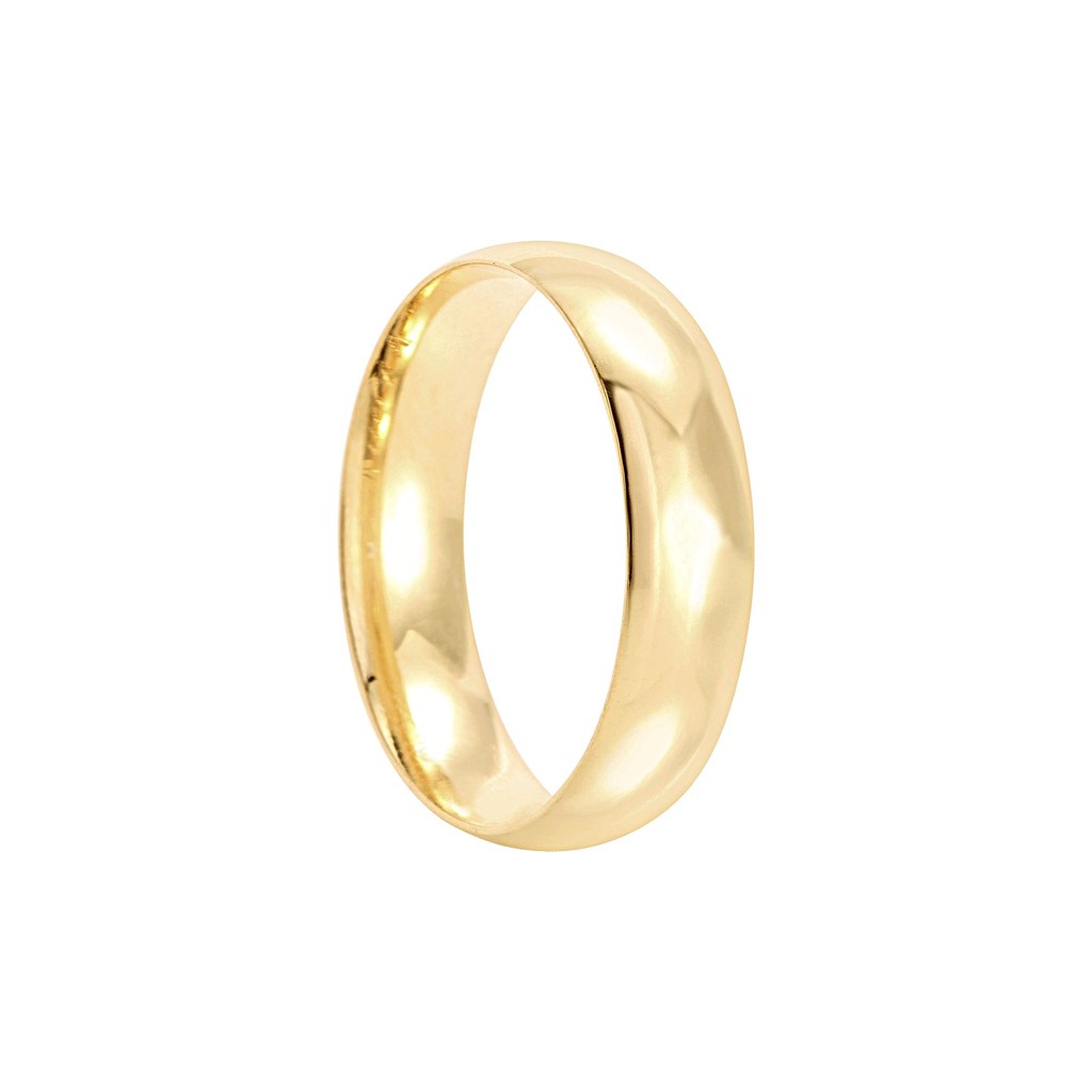 Aliança de Casamento Inova Jóias Larga Grossa 6mm Masculina Anatômica Abaulada Banhada a Ouro 18k