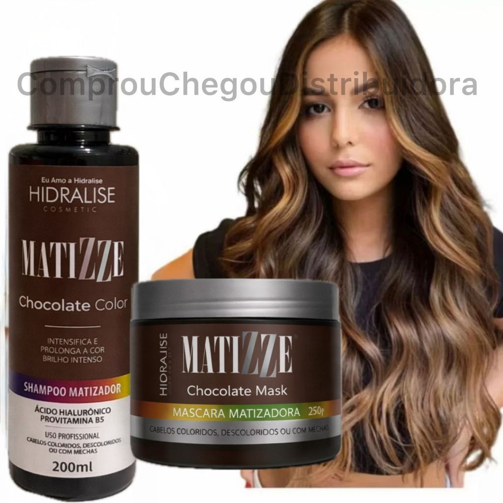 Kit Shampoo + Máscara Matizze Tonalizante Chocolate Avelã Morena Iluminada Sem Amônia 100% Natural em Oferta na Shopee
