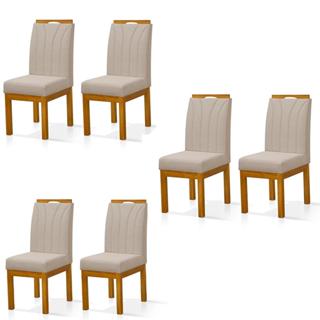 Conjunto 6 Cadeiras Blend em Linho com Pés de Madeira Maciça em Oferta na Shopee