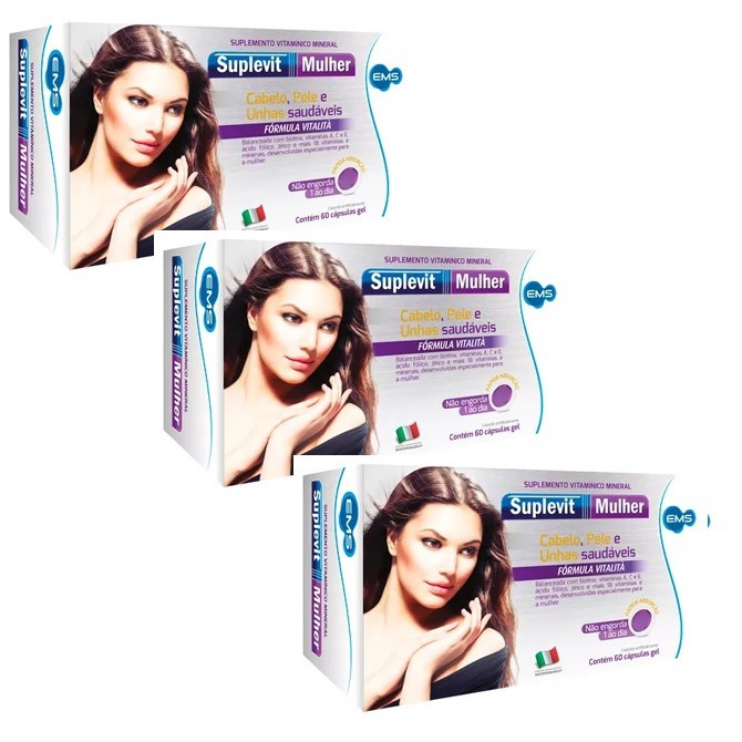 Kit c/3 Polivitamínico Suplevit Mulher 60 Cápsulas