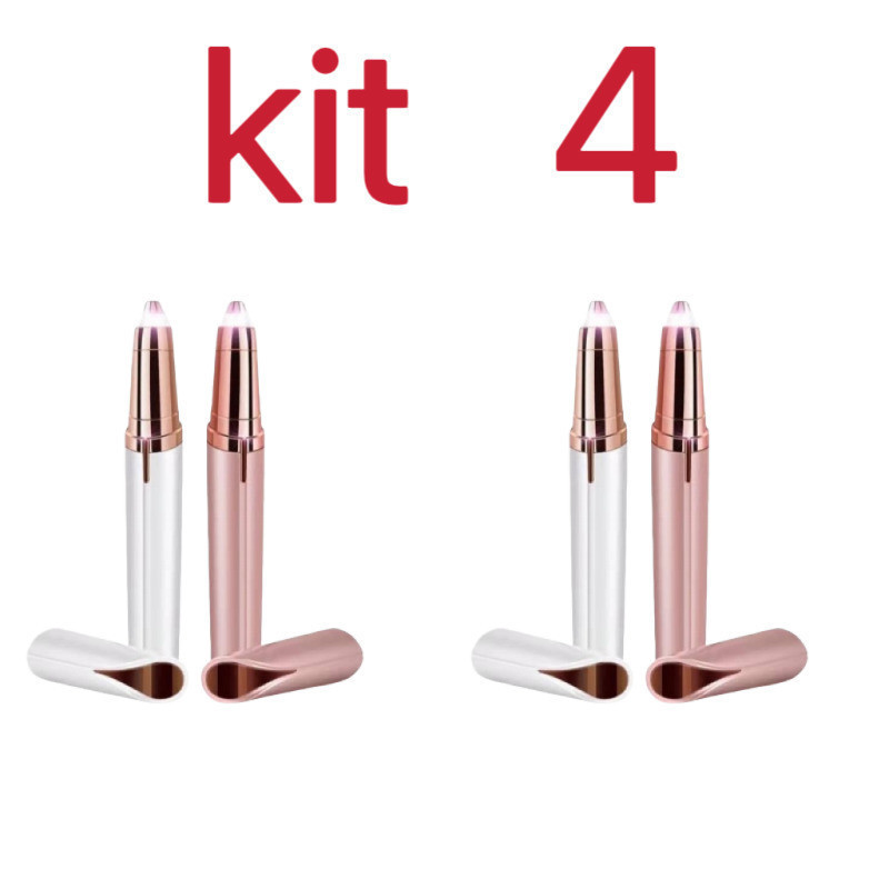 Kit 4 Caneta Indolor para Depilação Removedor de Sobrancelhas Instantâneo Alimentado por Bateria