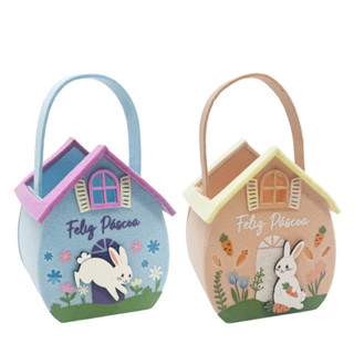 2 Mini Cesta de Páscoa em Feltro Coelho Decorativa 13x9x15cm em Oferta na Shopee