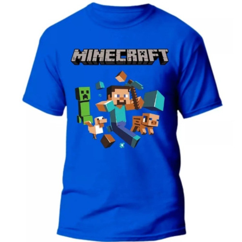 Camiseta camisa blusa Infantil juvenil Unissex Minecraft Pig Jogo Camisa 100% Algodão
