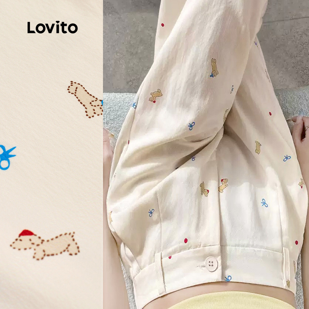 Lovito Calça Feminina Casual De Verão/primavera Com Bolso Falso Para Todas As Estações Cor Off-white L144AD012 em Oferta na Shopee