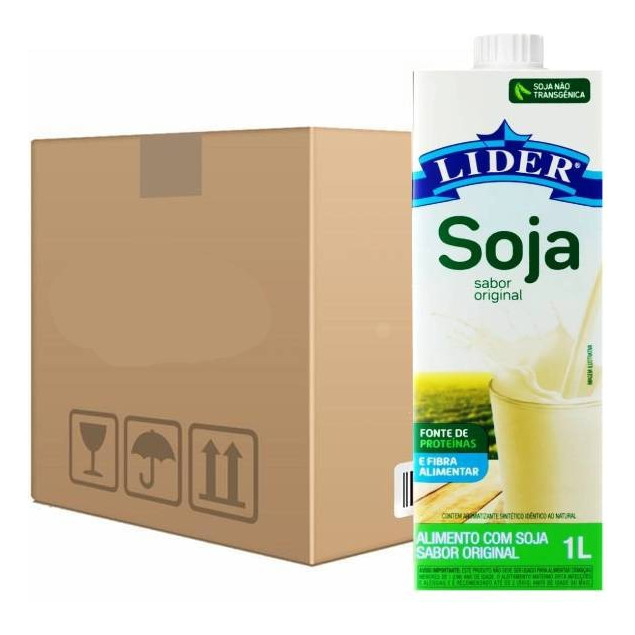 Bebida Leite Vegetal De Soja Líder - 1l (kit 12 Unidades)