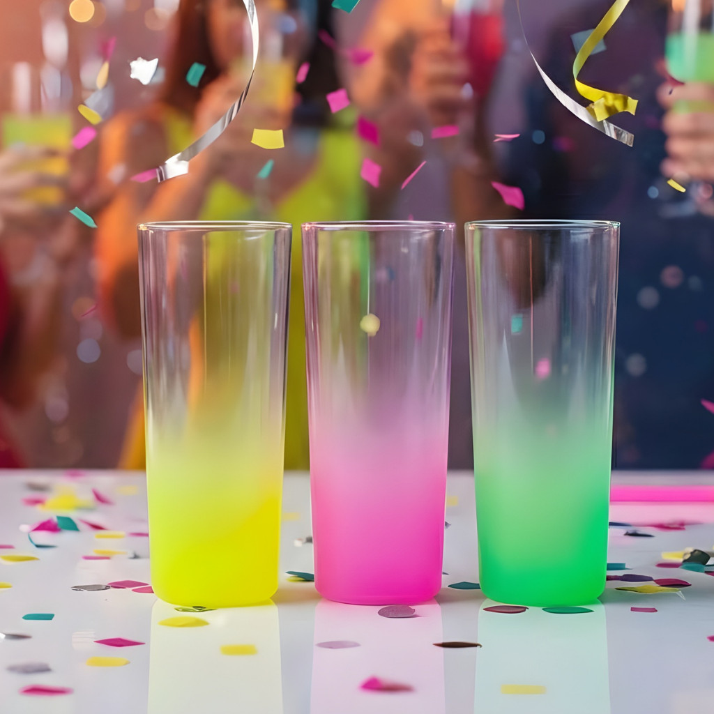 Kit 25 Copo Long Drink Acrílico 350mL Cristal Degradê - Cores - p/ Festas Eventos Comemoração em Oferta na Shopee