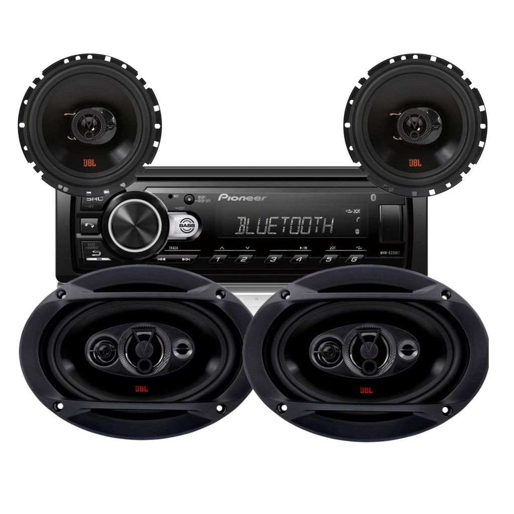 Radio Som Automotivo Pioneer Mvh S235Bt + Par Alto Falante Jbl 6 e 6x9 Polegadas Flex