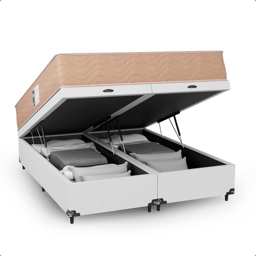 Cama Box Baú Queen + Colchão Ortopédico Prime D45 158x198cm