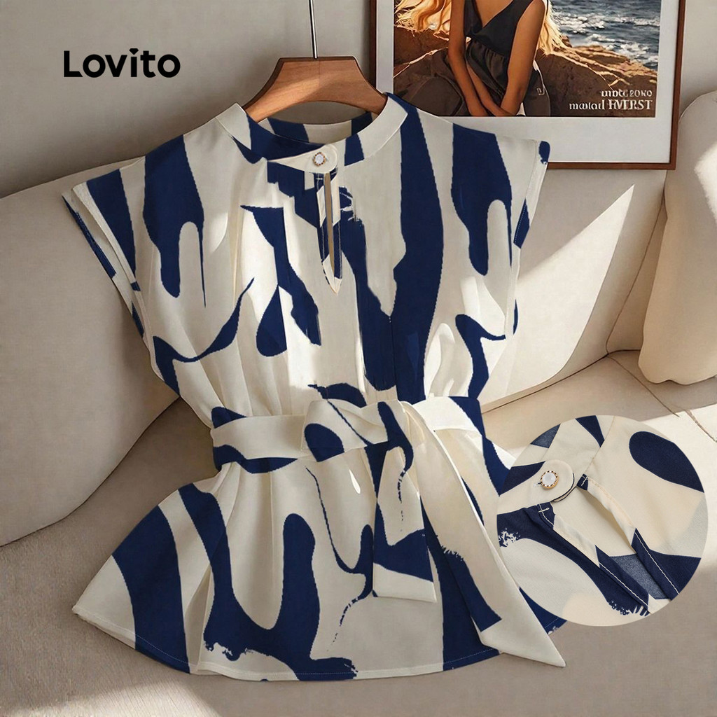 Lovito Blusa Casual de Renda com Laços de Flores para Primavera/verão para Mulheres L155ED009 em Oferta na Shopee