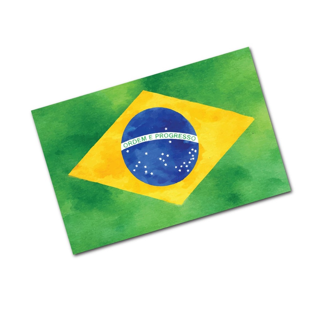 Ímã de Geladeira Decorativo Bandeira do Brasil Aquarela 8x6cm Patriota Copa Seleção Brasileira