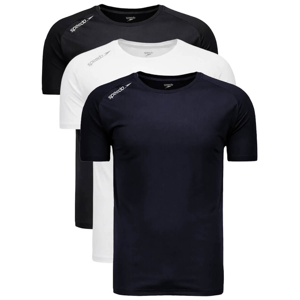 Kit 3 Camisetas Dry Fit Raglan Masculina Speedo