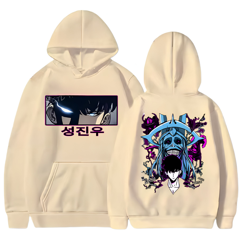 Moletom Canguru Estilo Hip Hop Algodão Capuz Flanelado Inverno Casual Solo Leveling Unissex Premium