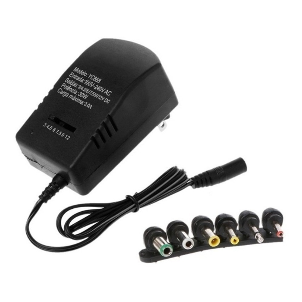 Fonte Universal Com Regulagem 3v A 12v - 2,5a Bivolt 7 Plugs