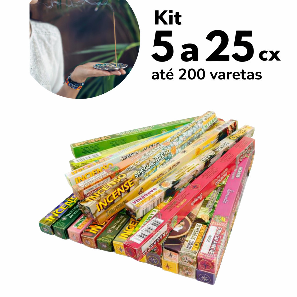 Incenso Natural Special Blend Original Aromas Sortidos Kit 5 a 25 Caixas até 200 Varetas