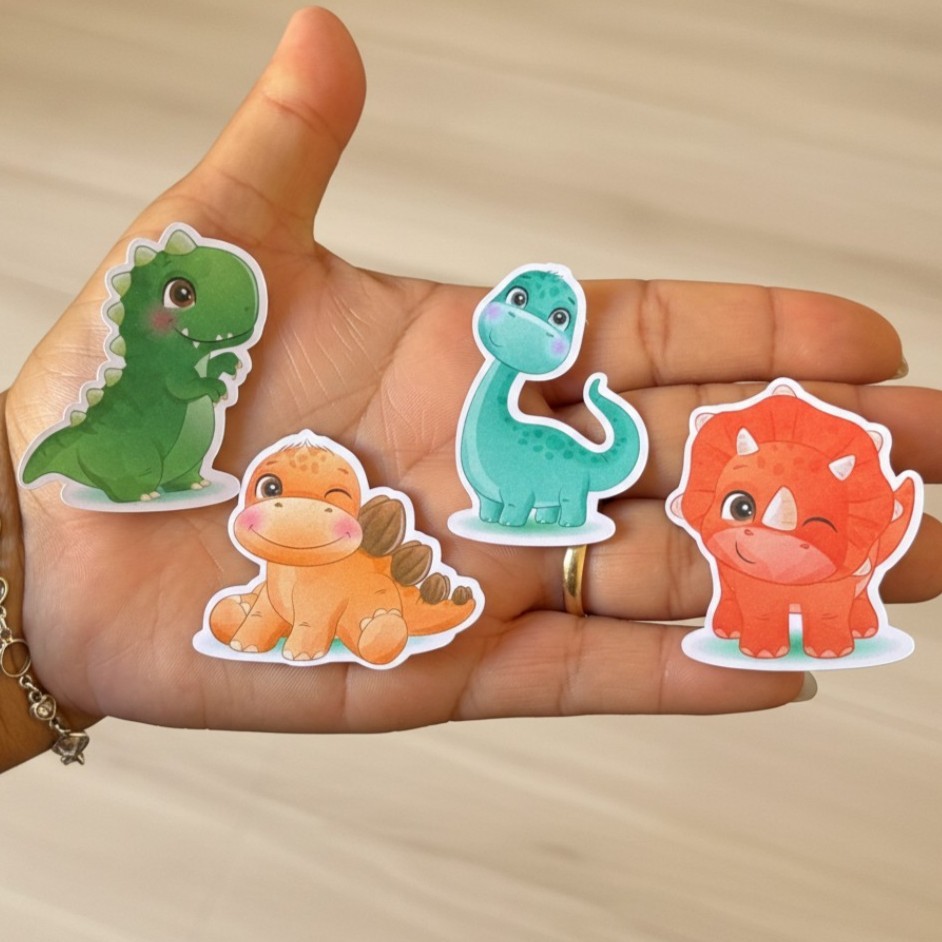 24 Apliques 5cm Dinossauro Baby tubetes kit festa lembrancinhas aniversario mimos adesivo personalizados
