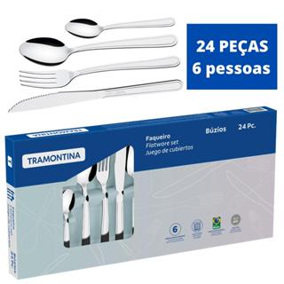Faqueiro 24 Peças Luxo Jogo Talheres Em Aço Inox Tramontina em Oferta na Shopee