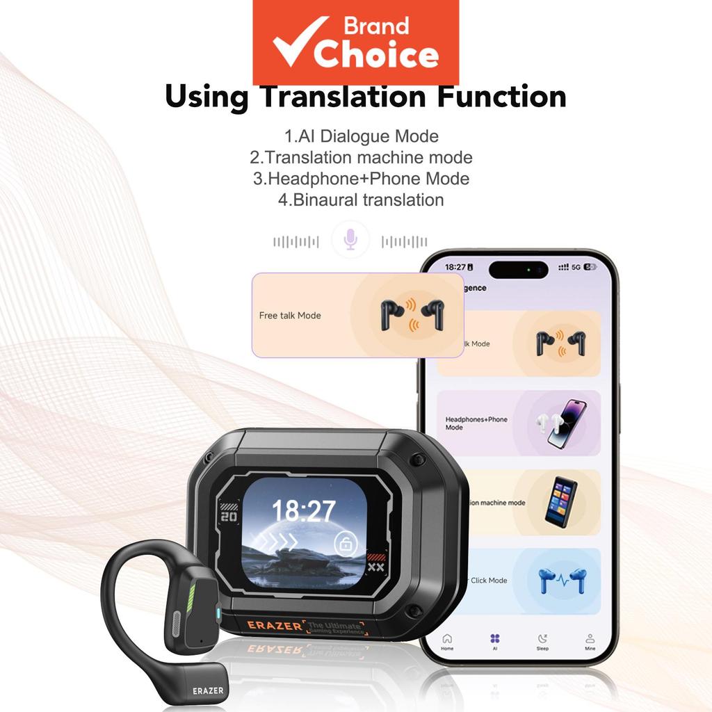  Erazer XP6 Fones de Ouvido 9 em 1 Fones de Ouvido Bluetooth Sem Fio TWS Fones de Ouvido com Tela de Toque